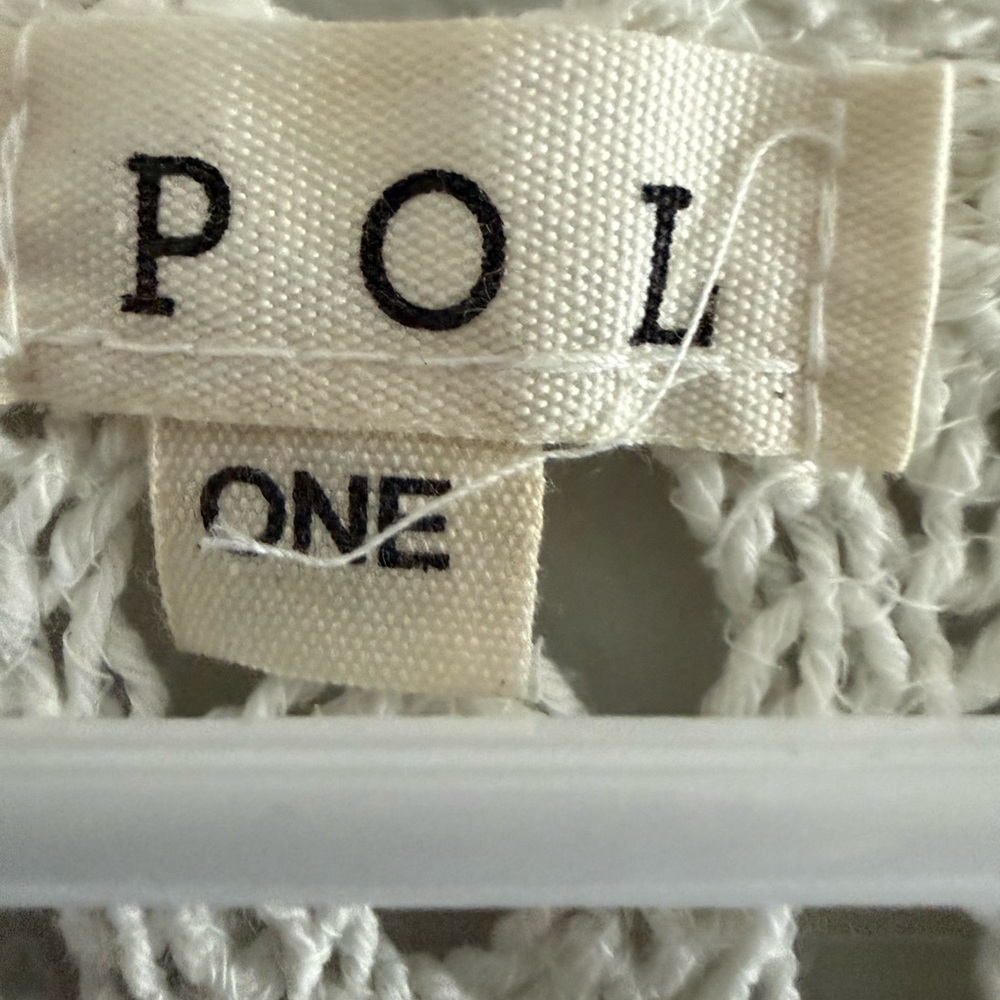 POL Cream Crochet Sleeveless Top. PTP 18”. Length 20” - Picture 3 of 5